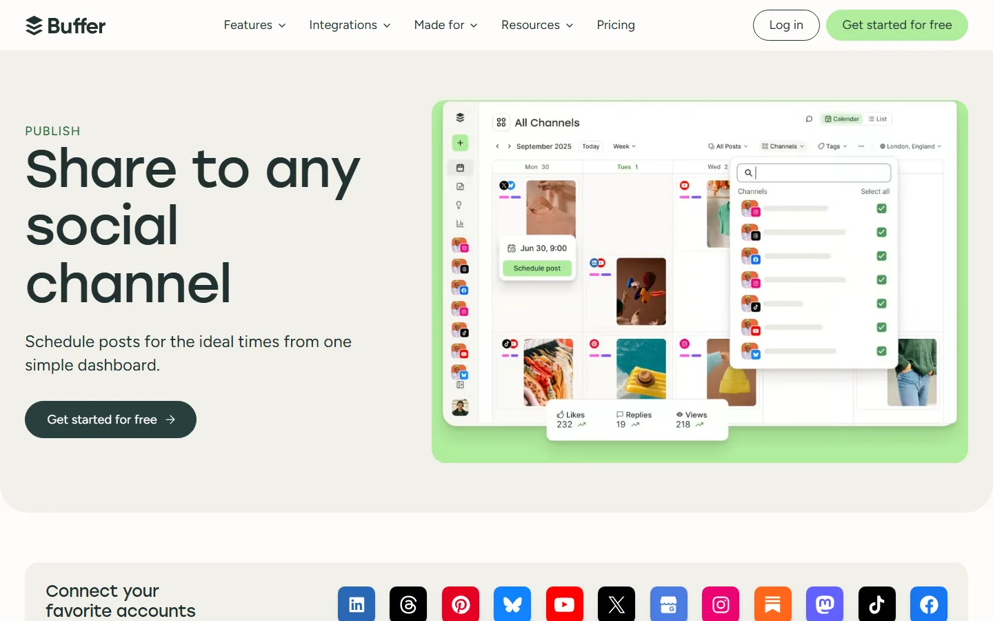Buffer publishing page