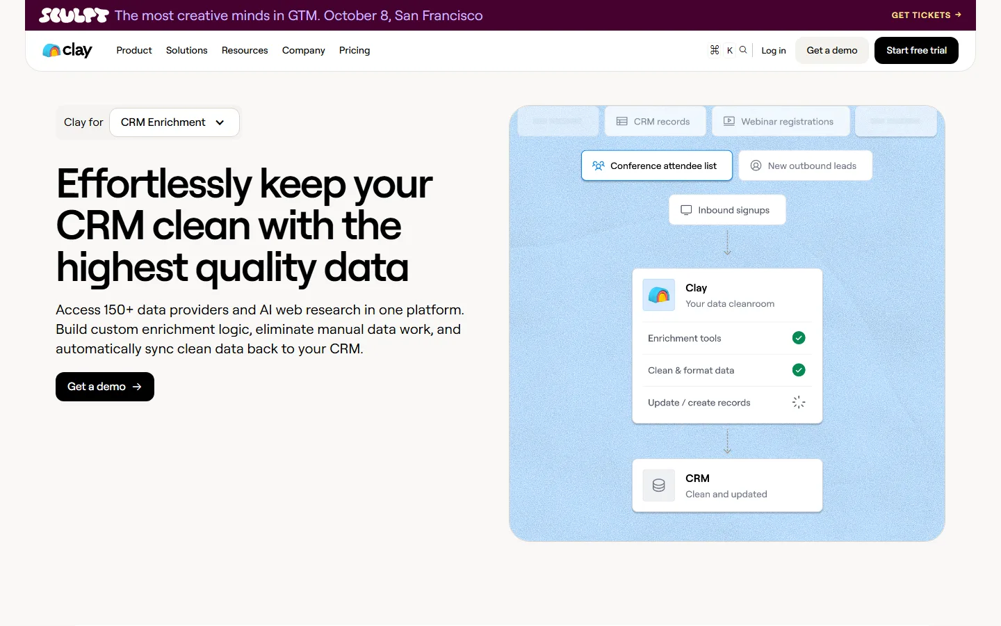 Clay CRM enrichment page