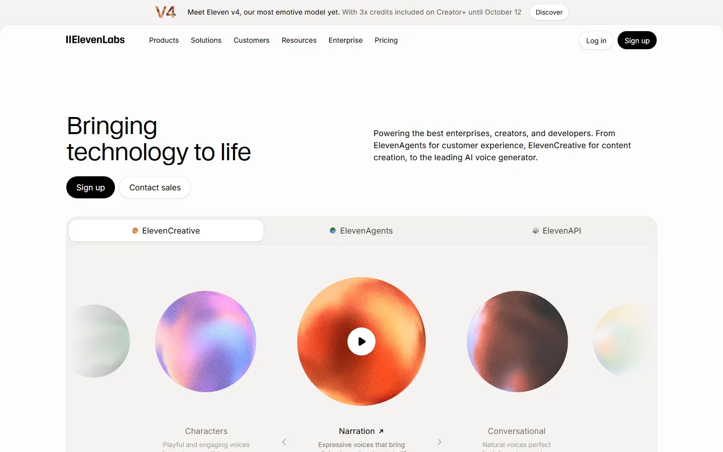 ElevenLabs homepage