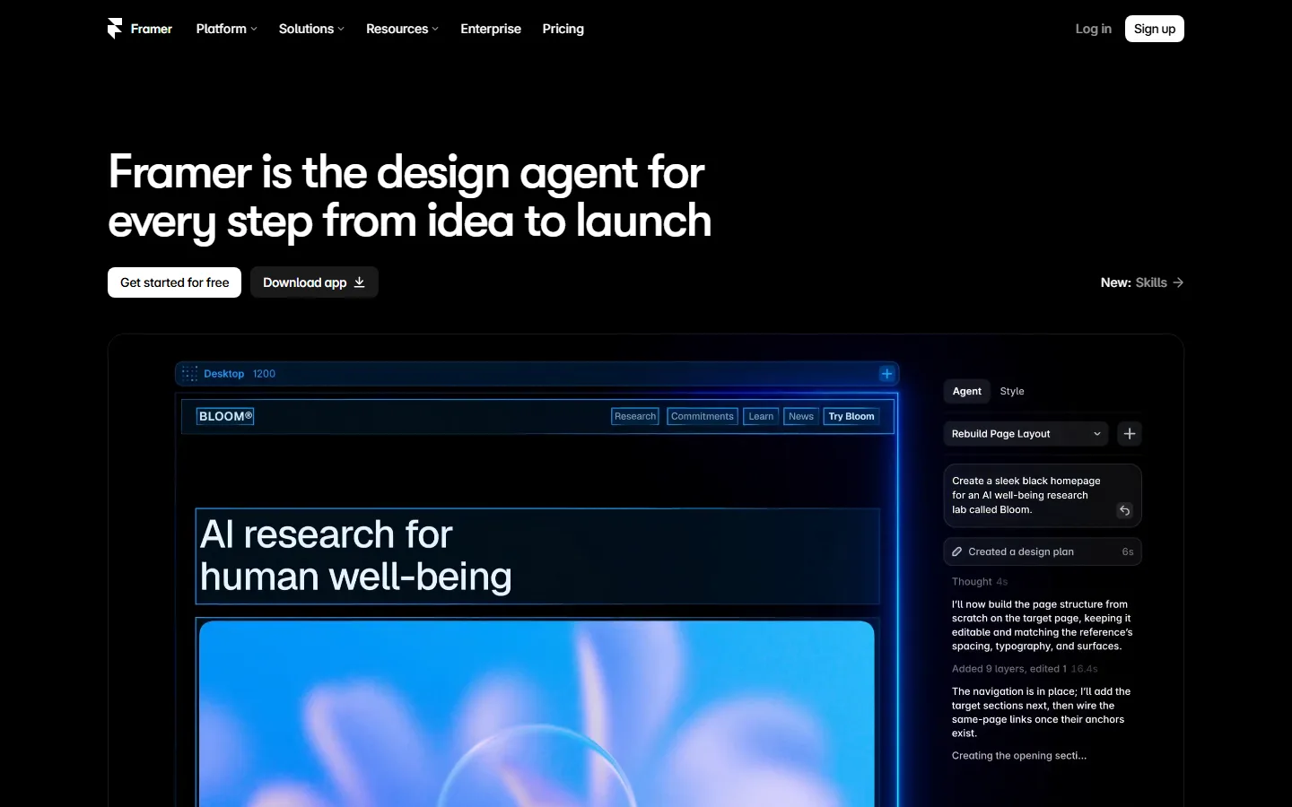 Framer homepage