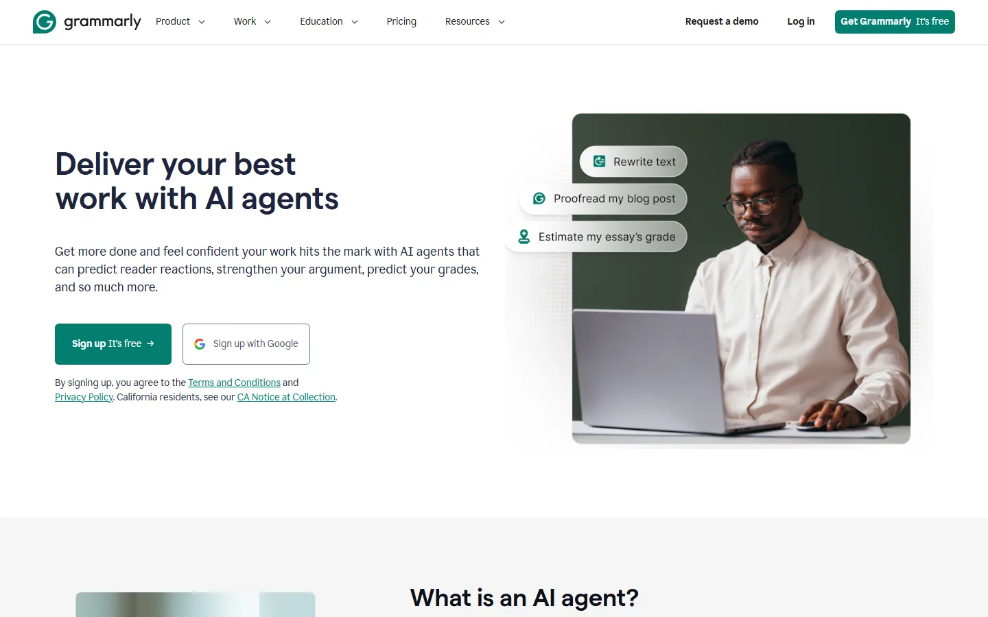 Grammarly AI agents page