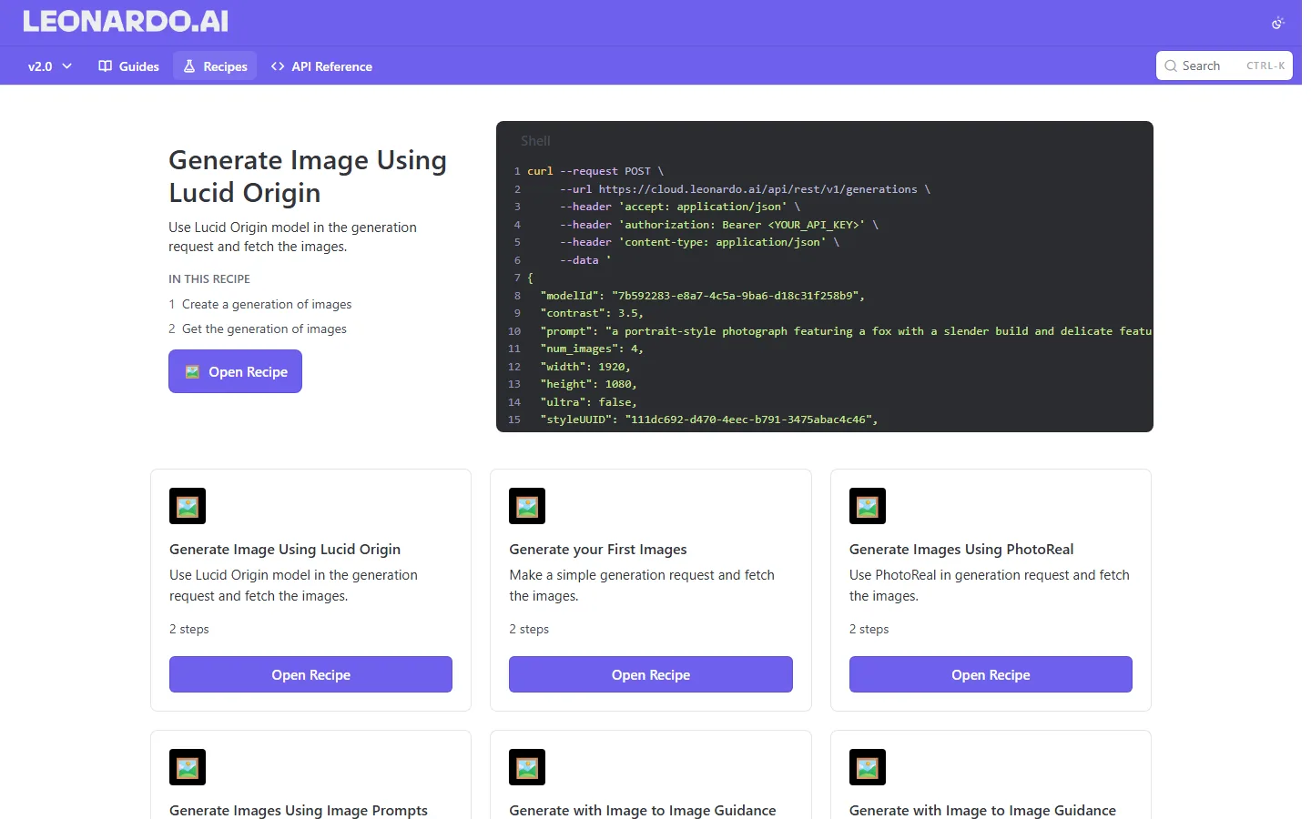 Leonardo.Ai API recipes