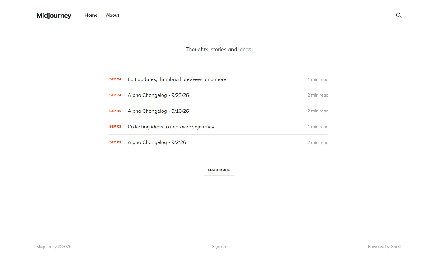 Midjourney updates page