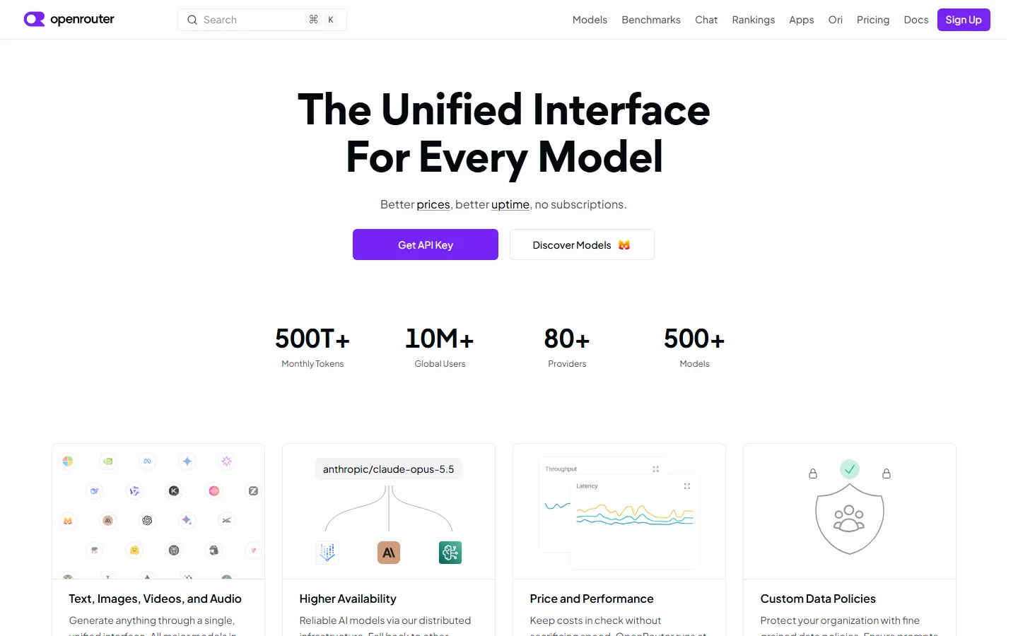 OpenRouter homepage