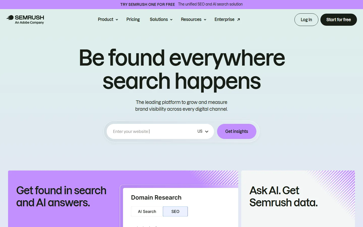 Semrush homepage