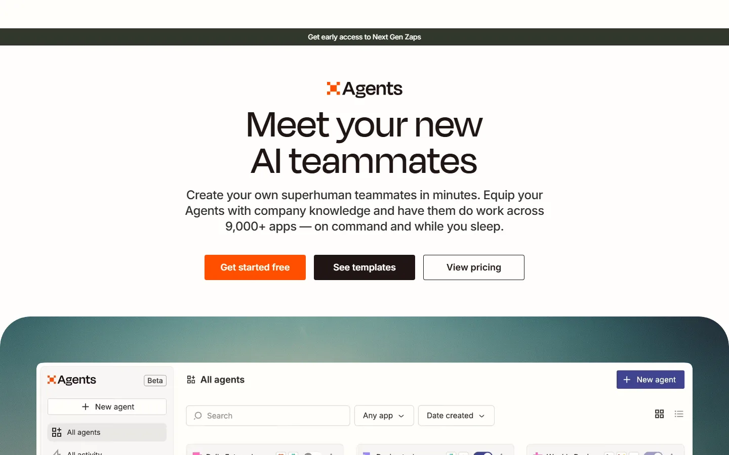 Zapier agents page
